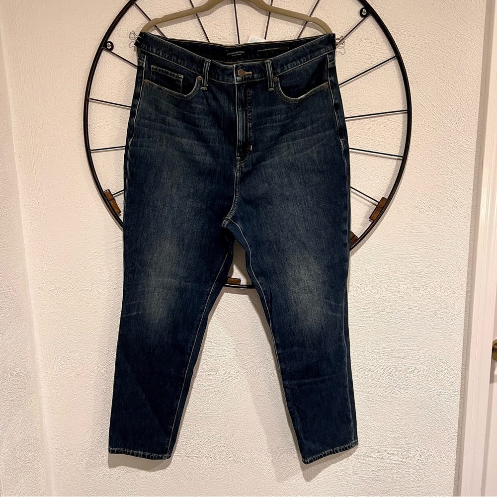 Banana Republic Dark Blue Ultra High-Rise Slim Fit Denim Jeans (16/33)